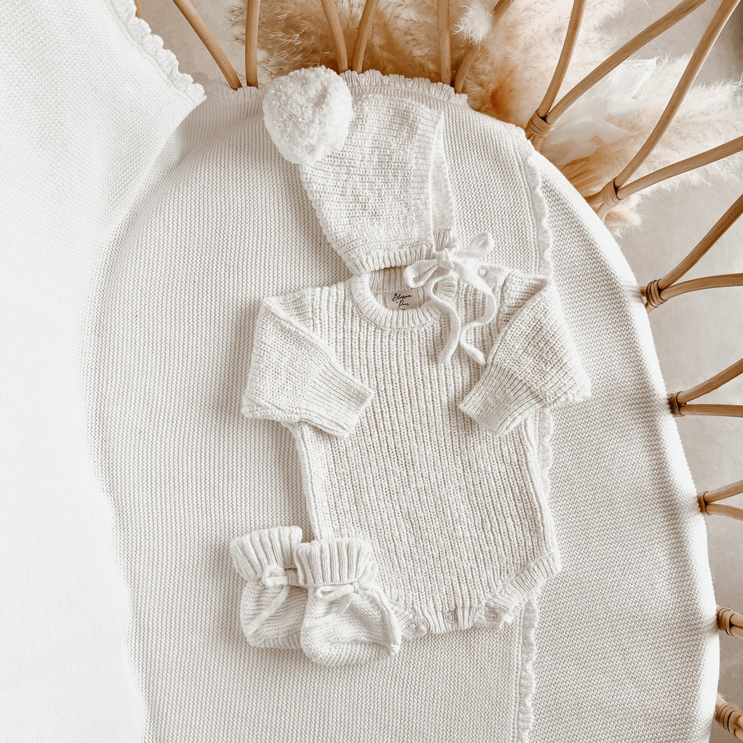 Cloud Chunky Knit Romper & Bonnet Bundle - PRE ORDER