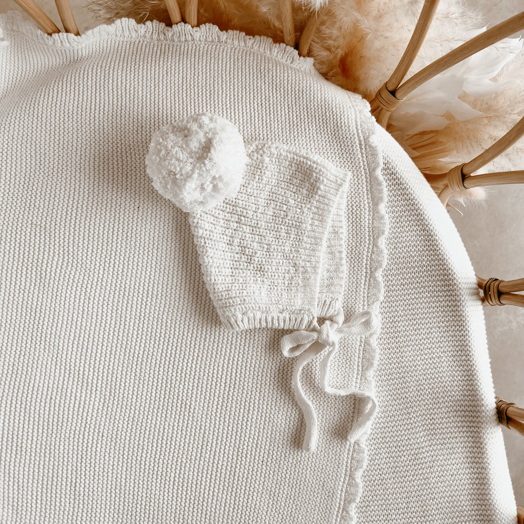 Chunky Knit Bonnet - Cloud - PRE ORDER - Est. Dispatch Date Mid-June