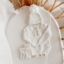 Load image into Gallery viewer, Long Sleeve Knit Romper &amp; Beanie Bundle - Milk
