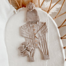 Load image into Gallery viewer, Ribbed Knit Romper &amp; Beanie Bundle - Fawn