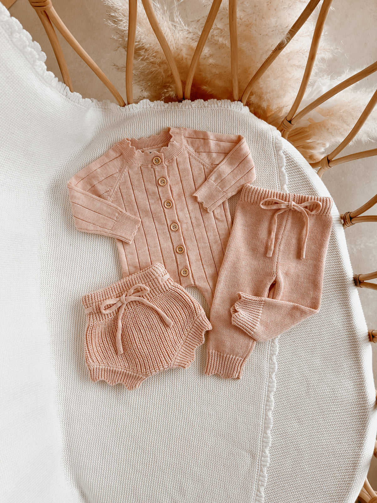 Ribbed Knit Romper - Pink Lemonade