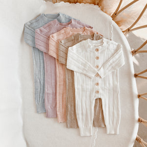 Ribbed Knit Romper - Powder Blue