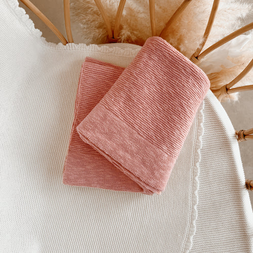 Heirloom Classic Chunky Knit Blanket - Blush
