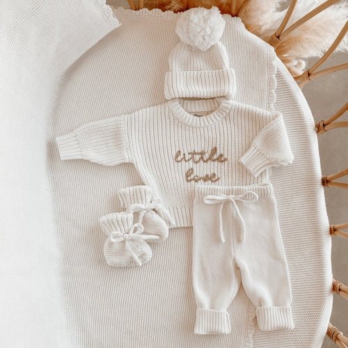 'Little Love' Sweater/Pants/Beanie Bundle - Milk
