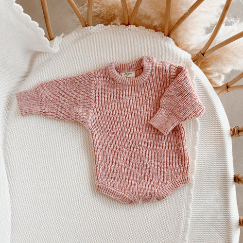 Chunky Knit Romper - Blush