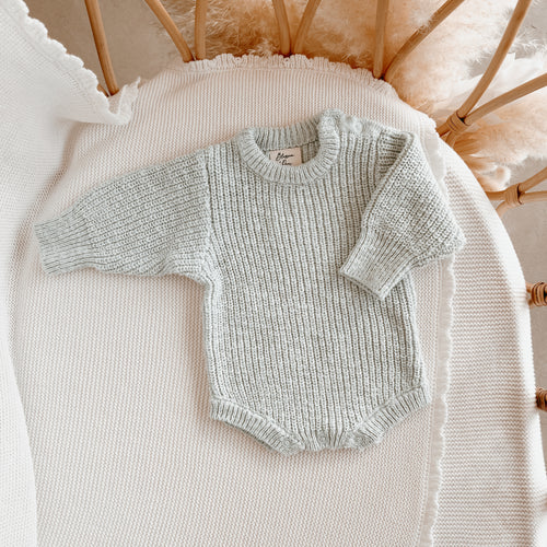 Chunky Knit Romper - Periwinkle Blue