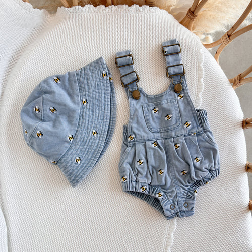 Denim Bee Overall Bundle - Blue