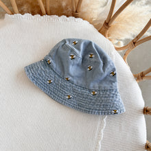 Load image into Gallery viewer, Denim Bee Bucket Hat - Blue
