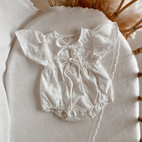 Sunflower Lace Flutter Sleeve Romper