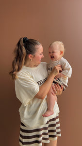 'Mama' Tee and Shorts Bundle - Brown Stripe