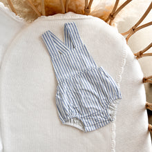 Load image into Gallery viewer, Blue Stripe Cross Back Romper