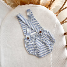 Load image into Gallery viewer, Blue Stripe Cross Back Romper