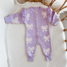 Load image into Gallery viewer, Bow Knit Romper - Lavender