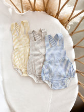 Load image into Gallery viewer, Blue Stripe Cross Back Romper