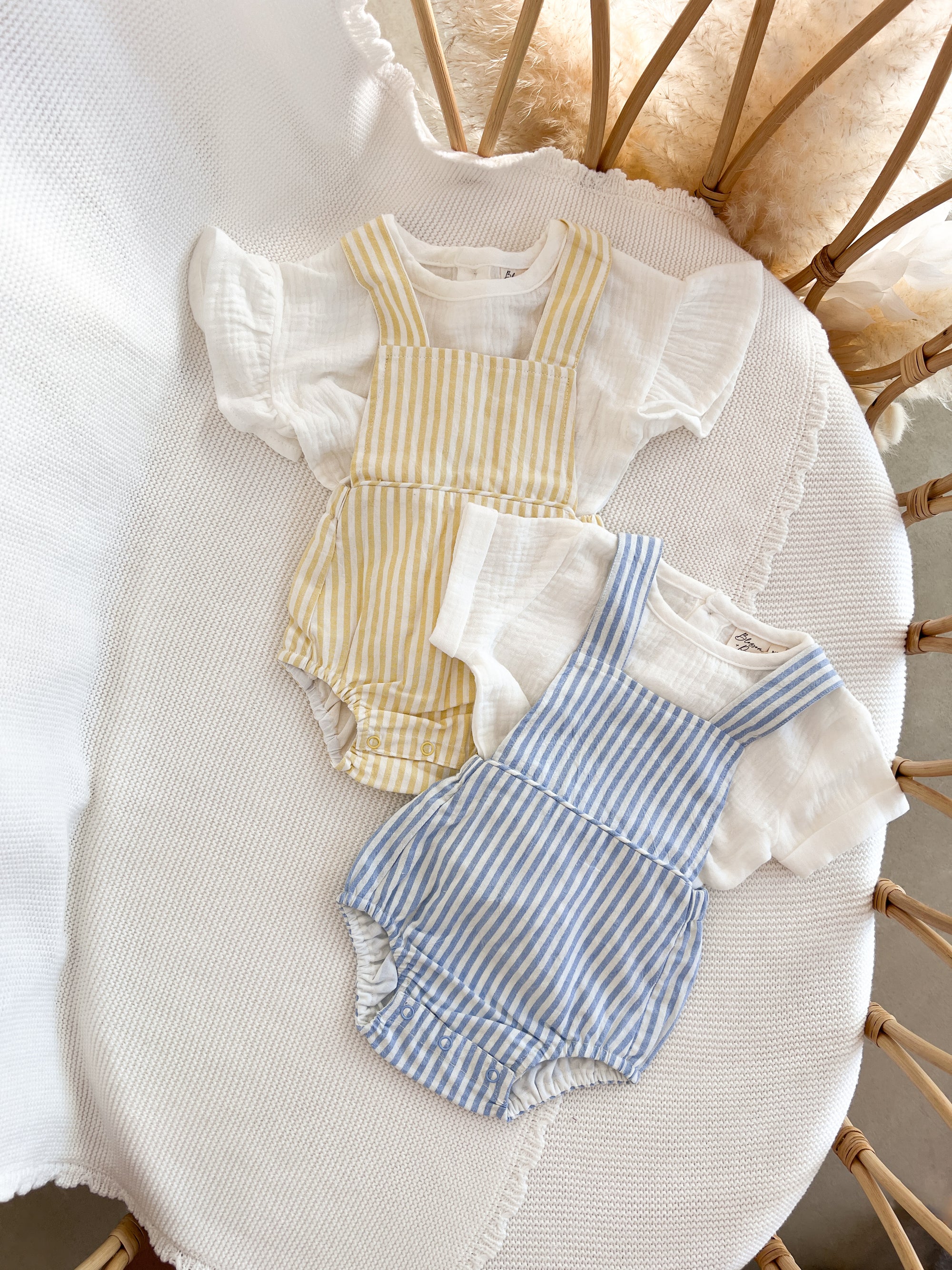 Blue Stripe Cross Back Romper