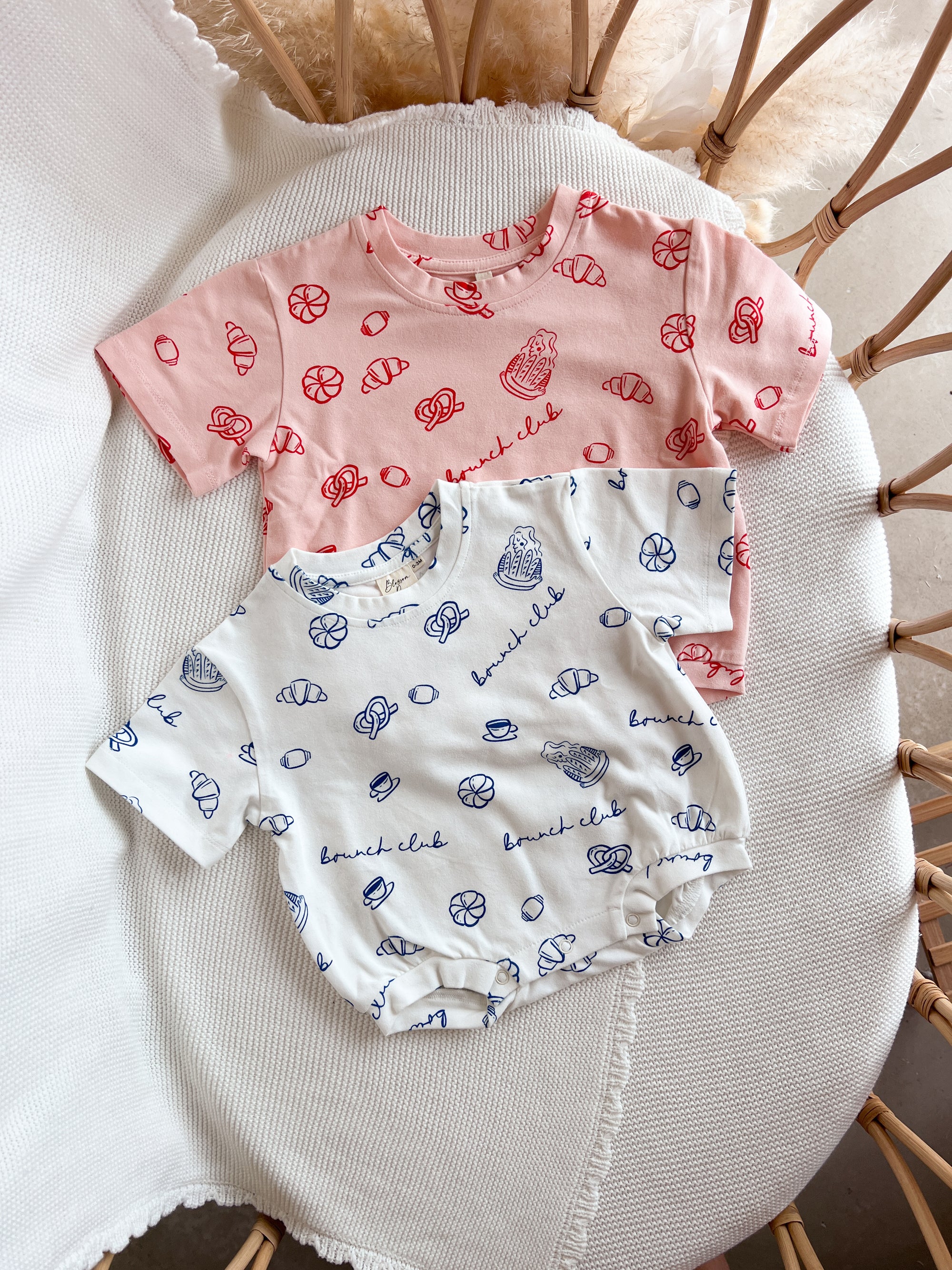 'Brunch Club' Slouch Romper - Blue &amp; White