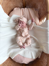 Load image into Gallery viewer, Long Sleeve Bamboo Growsuit &amp; Topknot Bundle - Blushing Blooms - PRE ORDER Est. dispatch date Early May