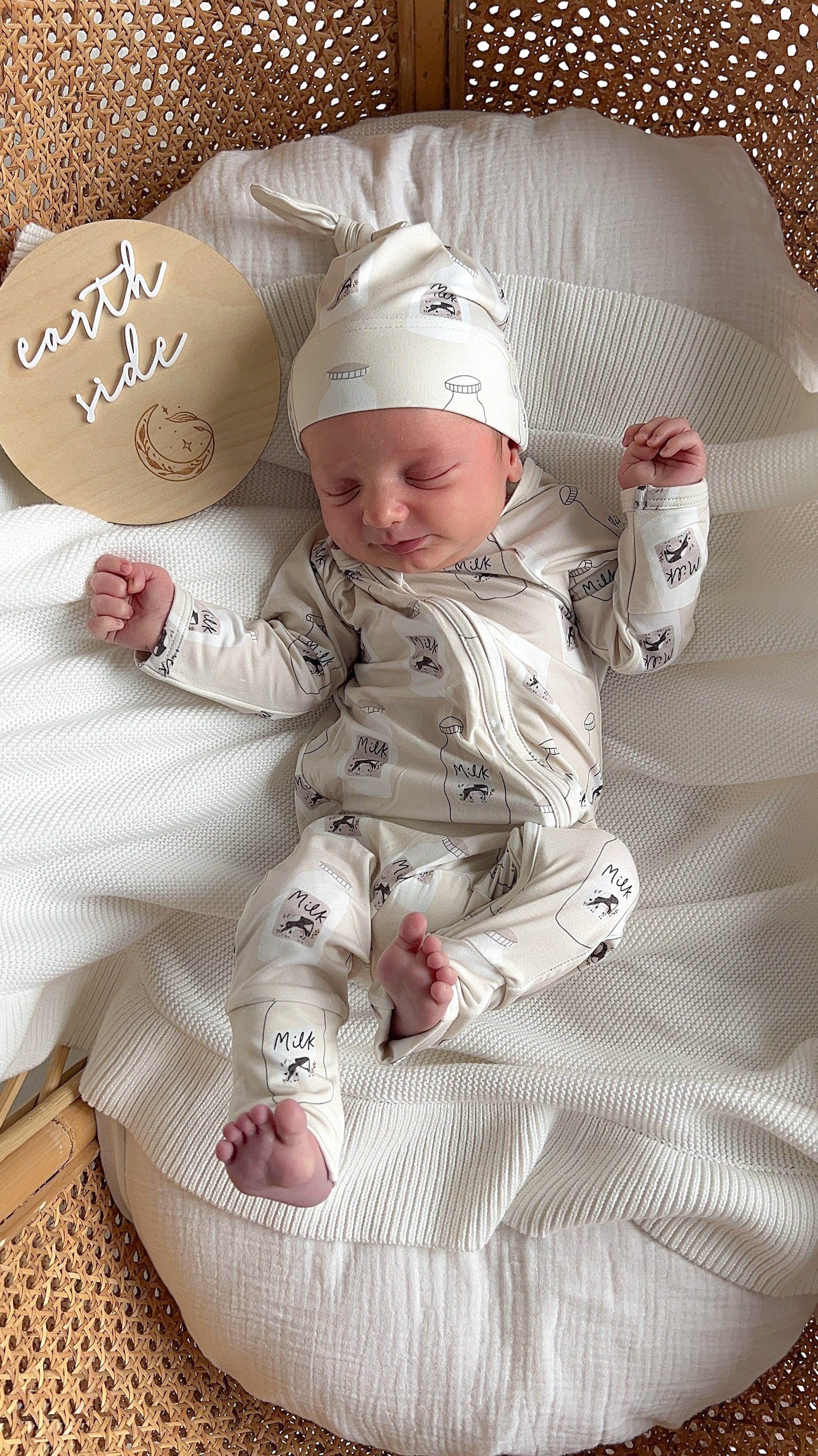 SALE Bamboo Knotted Beanie - Milk Bottle
