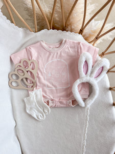 'Little Bunny' Slouch Romper OR Tee - Peach (NB-7Y)