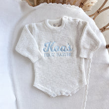 Load image into Gallery viewer, Personalised 'First Easter' Chunky Knit Romper - Cloud