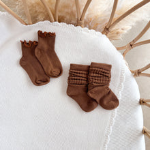 Load image into Gallery viewer, Chocolate Brown Socks (Frill or Scrunch)