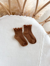 Load image into Gallery viewer, Chocolate Brown Socks (Frill or Scrunch)