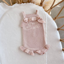 Load image into Gallery viewer, &#39;My First Easter&#39; Singlet Knit Frill Romper - Pink Lemonade