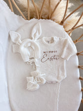 Load image into Gallery viewer, &#39;My First Easter&#39; Long Sleeve Knit Romper - Cloud
