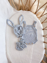 Load image into Gallery viewer, &#39;My First Easter&#39; Singlet Knit Romper - Powder Blue