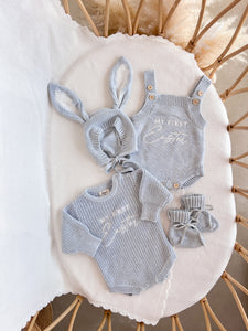 'My First Easter' Singlet Knit Romper - Powder Blue