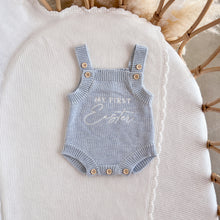 Load image into Gallery viewer, &#39;My First Easter&#39; Singlet Knit Romper - Powder Blue