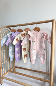 Knit Brown Bear Romper