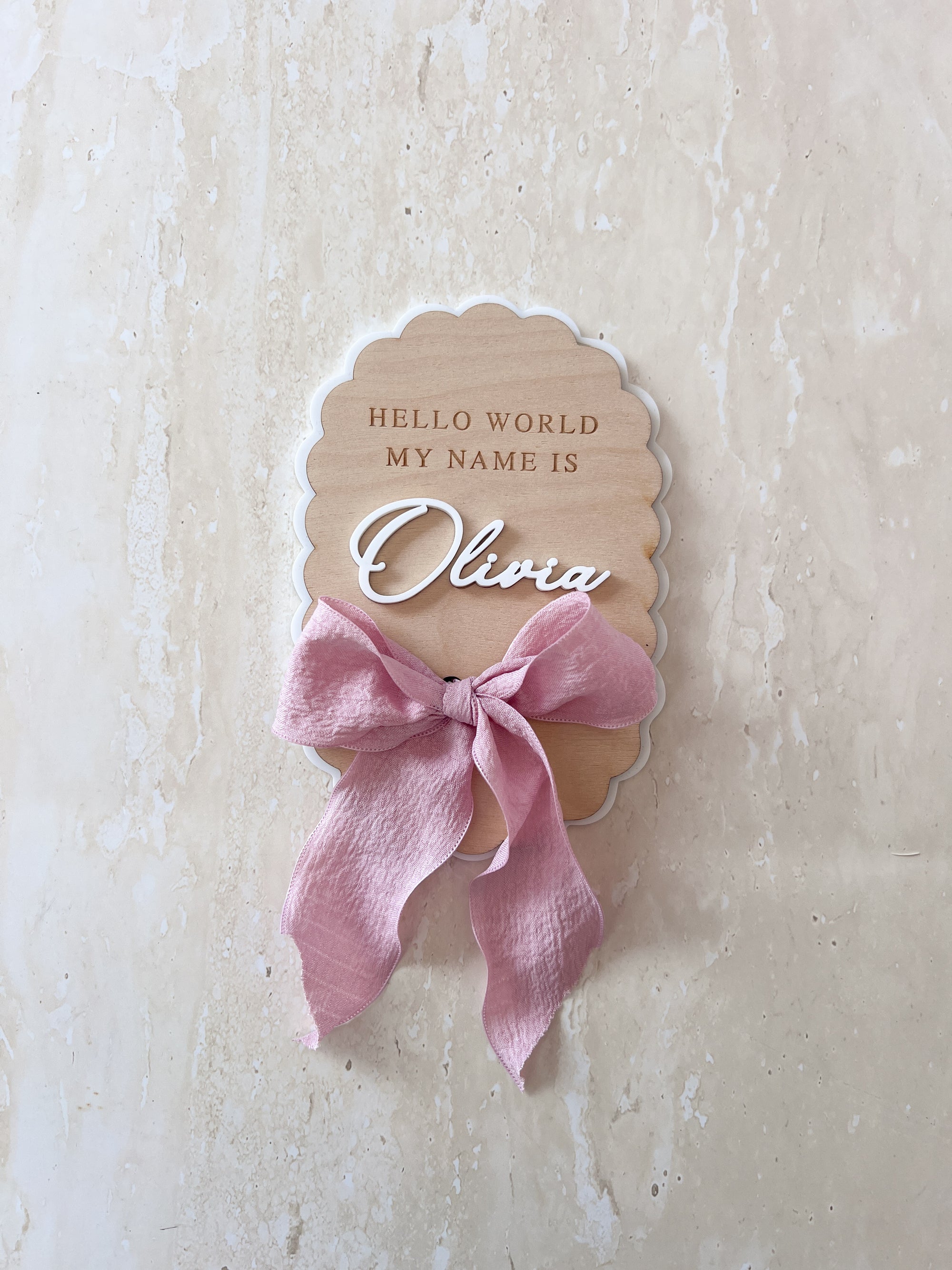 Personalised Oval Scallop Announcement Plaque