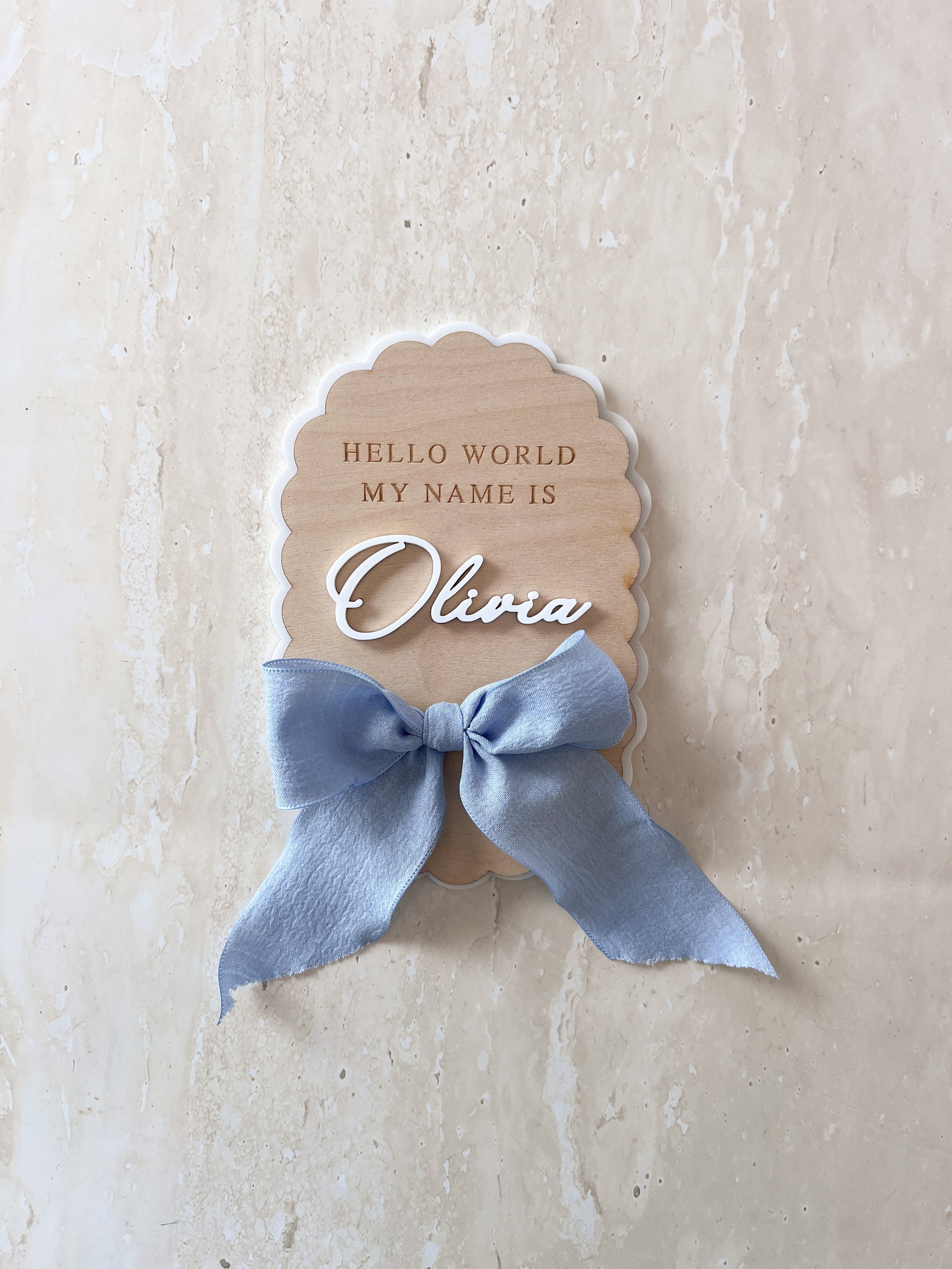 Personalised Oval Scallop Announcement Plaque