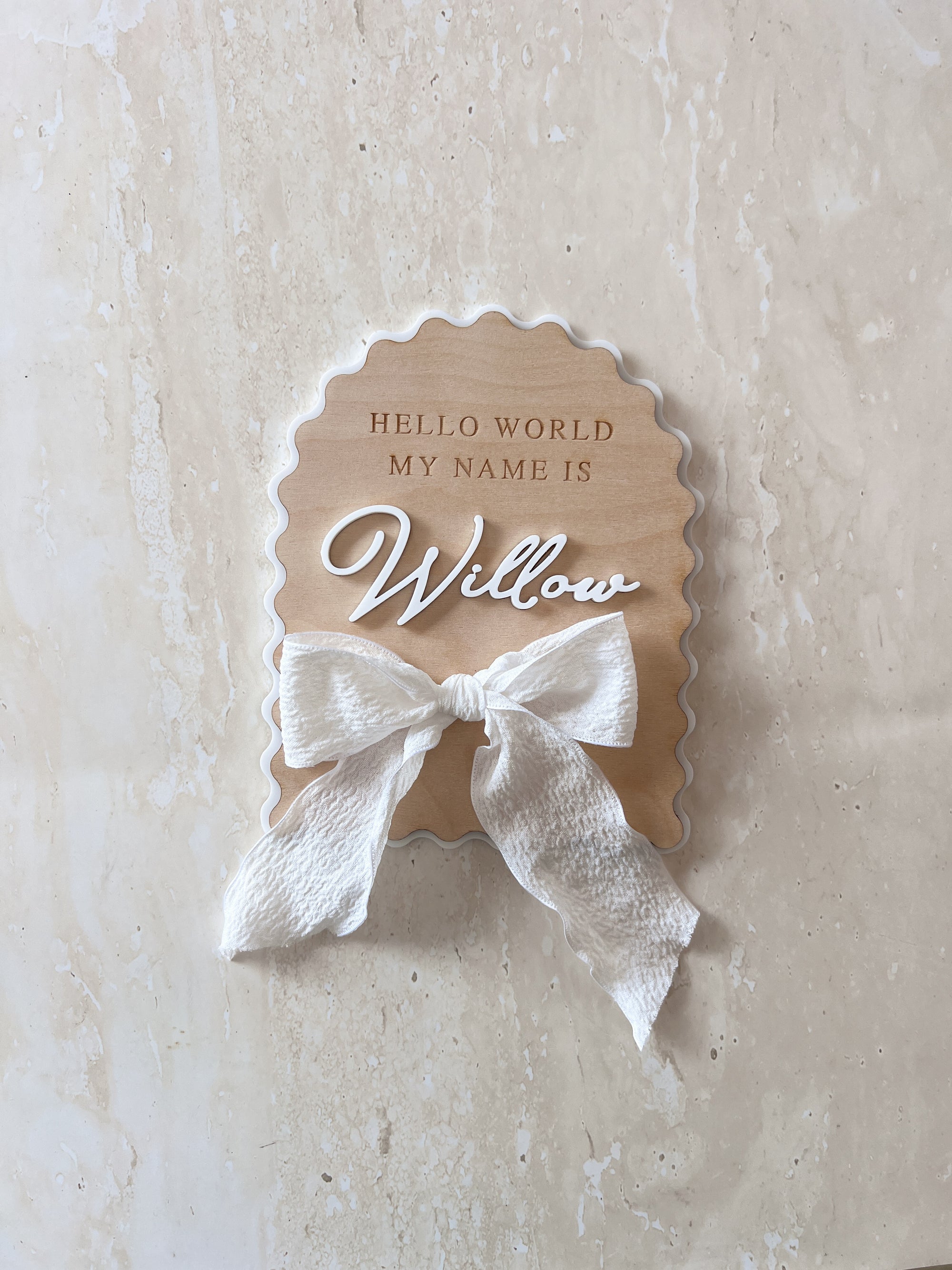 Personalised Arch Scallop Announcement Plaque