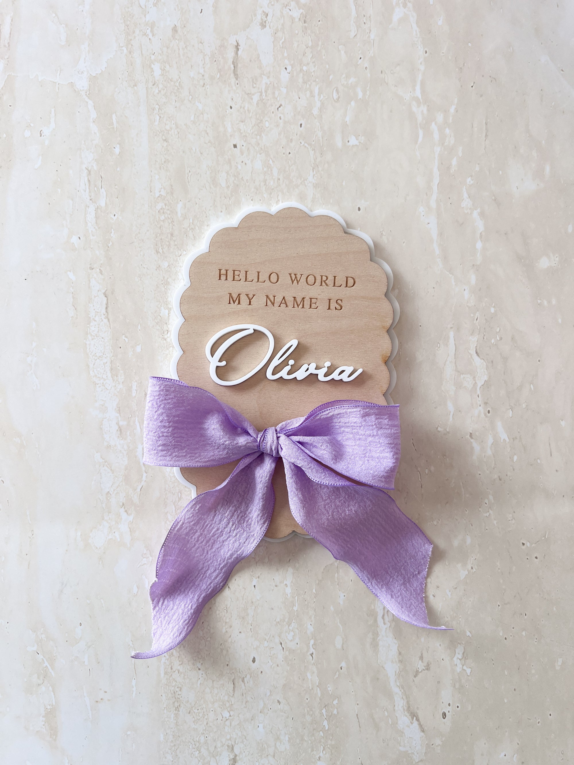 Personalised Oval Scallop Announcement Plaque