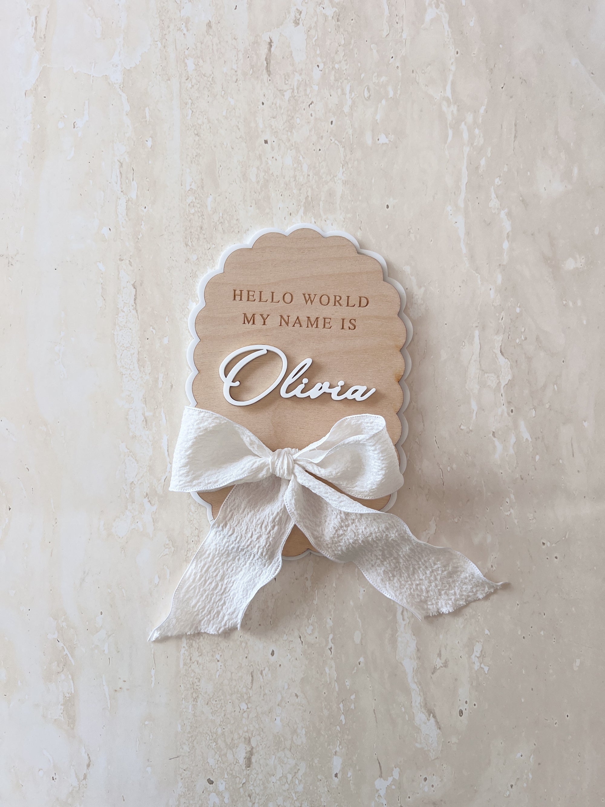 Personalised Oval Scallop Announcement Plaque