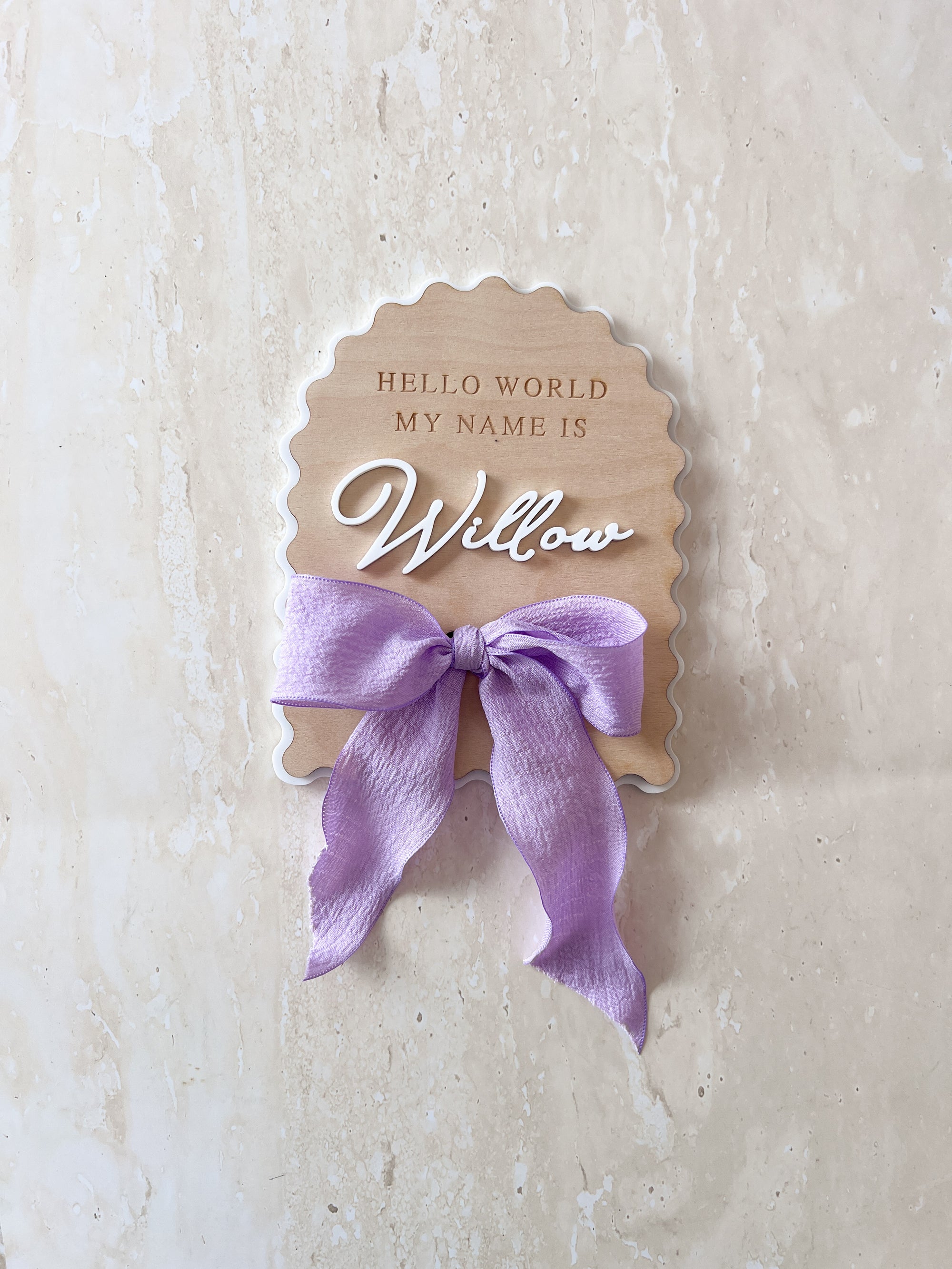 Personalised Arch Scallop Announcement Plaque