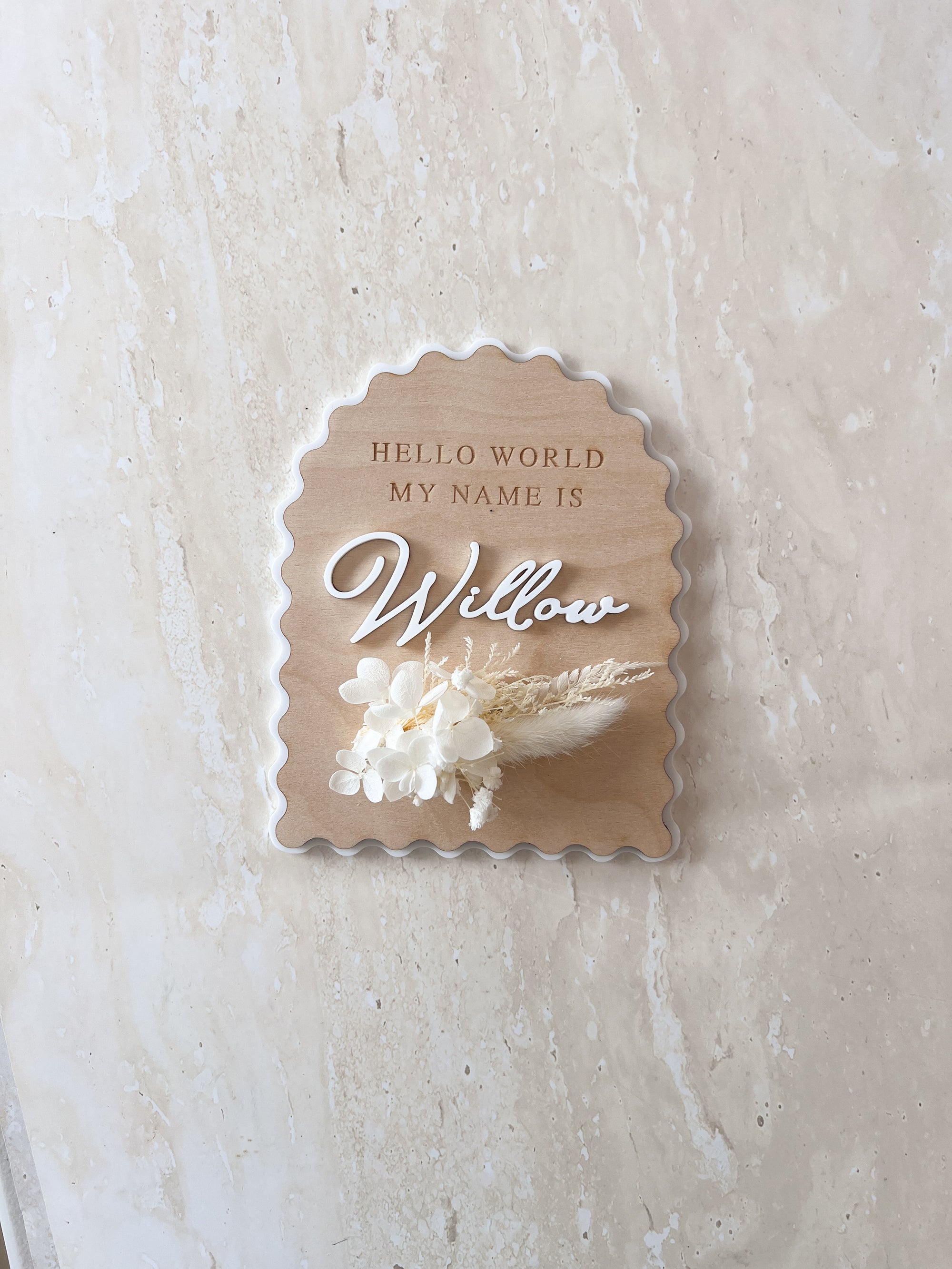 Personalised Arch Scallop Announcement Plaque