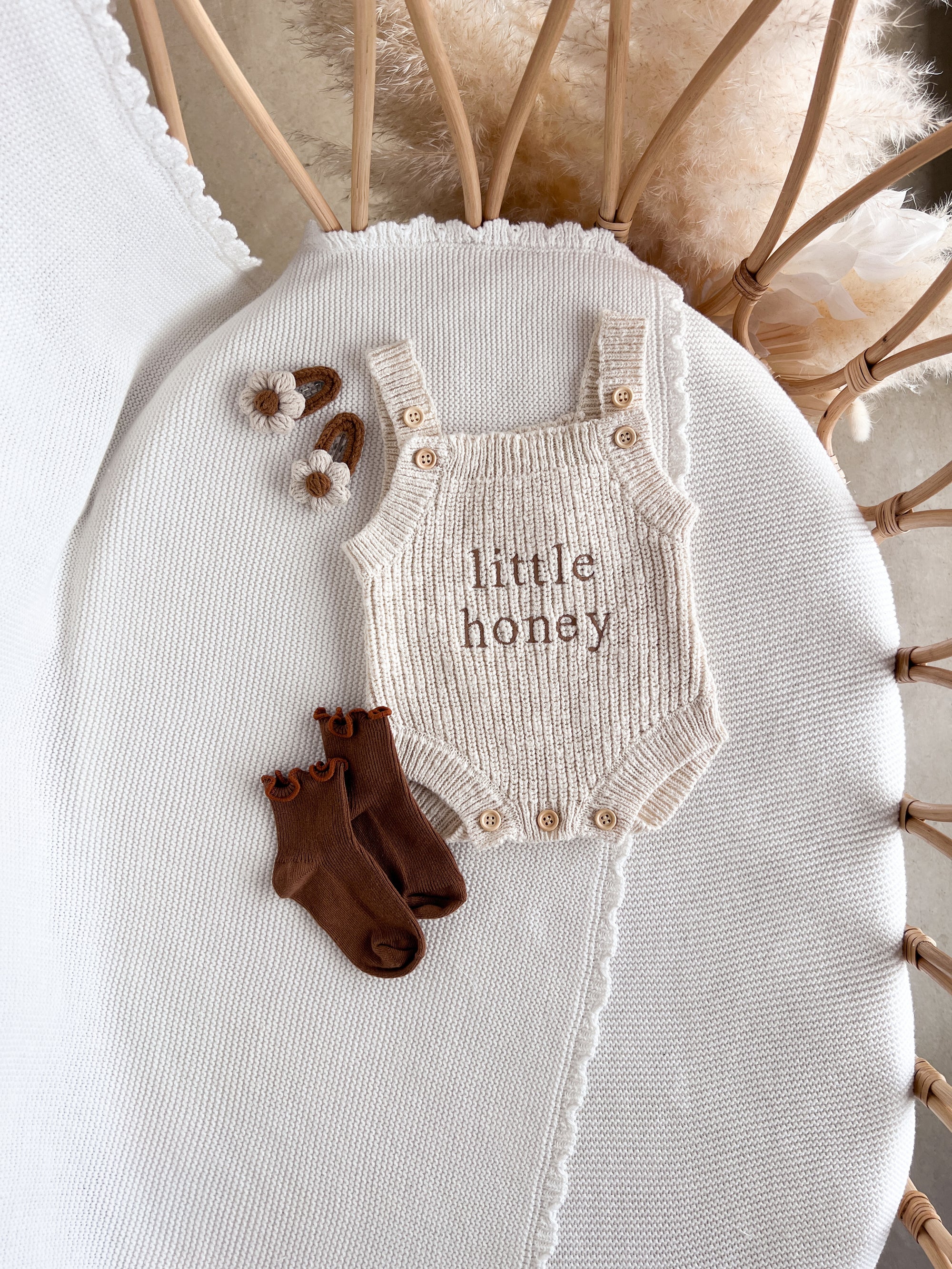 'Little Honey' Singlet Knit Romper - Honey