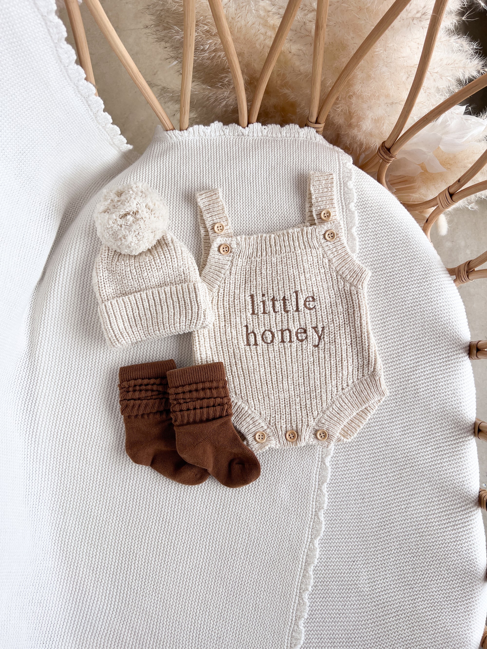 'Little Honey' Singlet Knit Romper - Honey