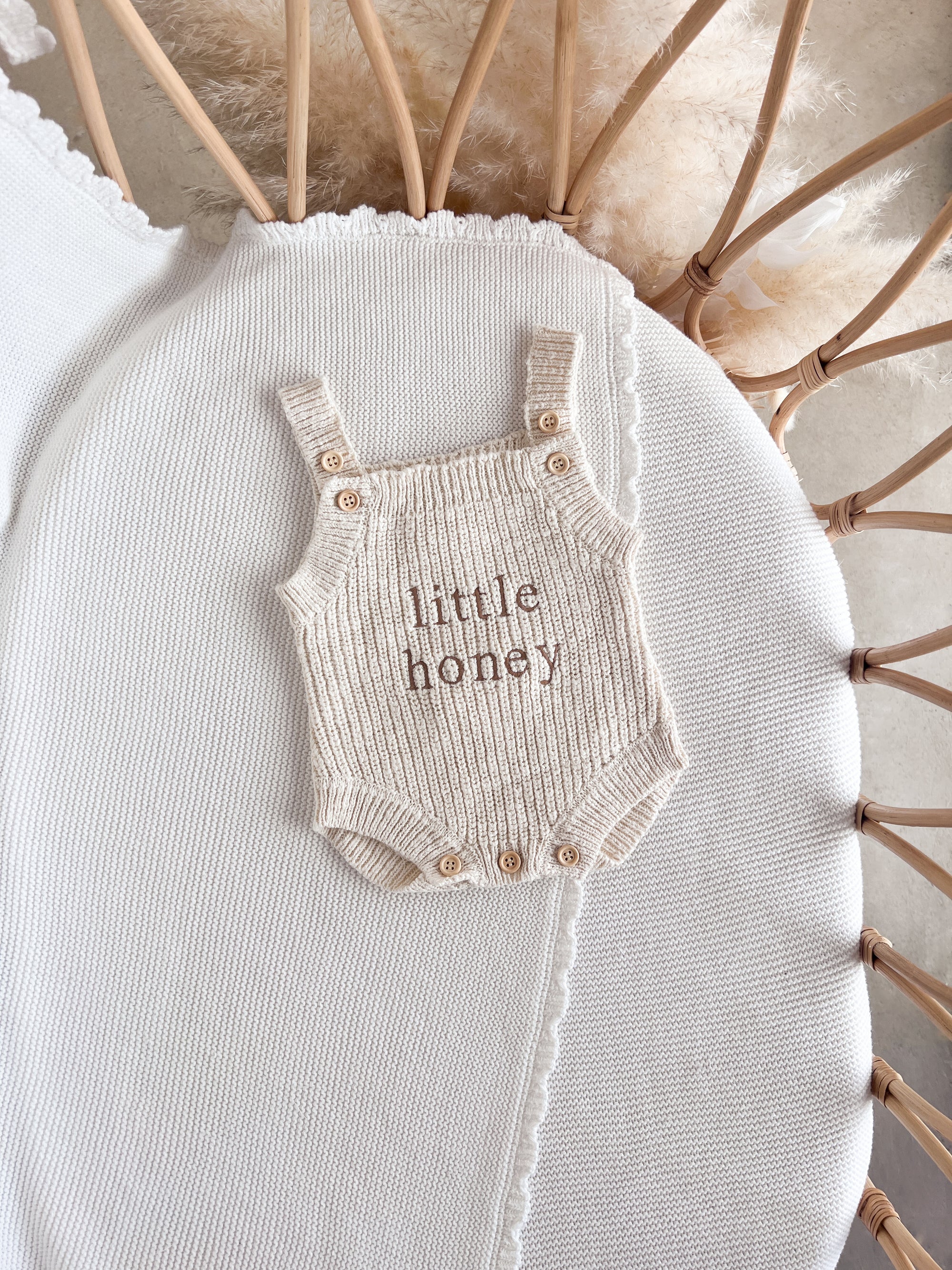 'Little Honey' Singlet Knit Romper &amp; Beanie Bundle