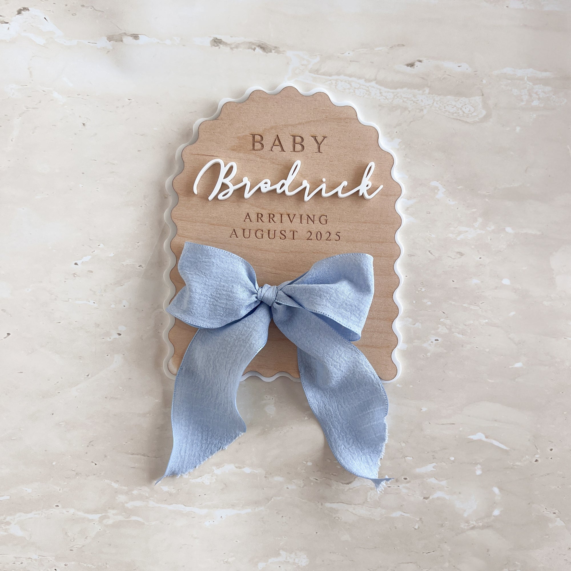 Personalised Arch Scallop Announcement Plaque