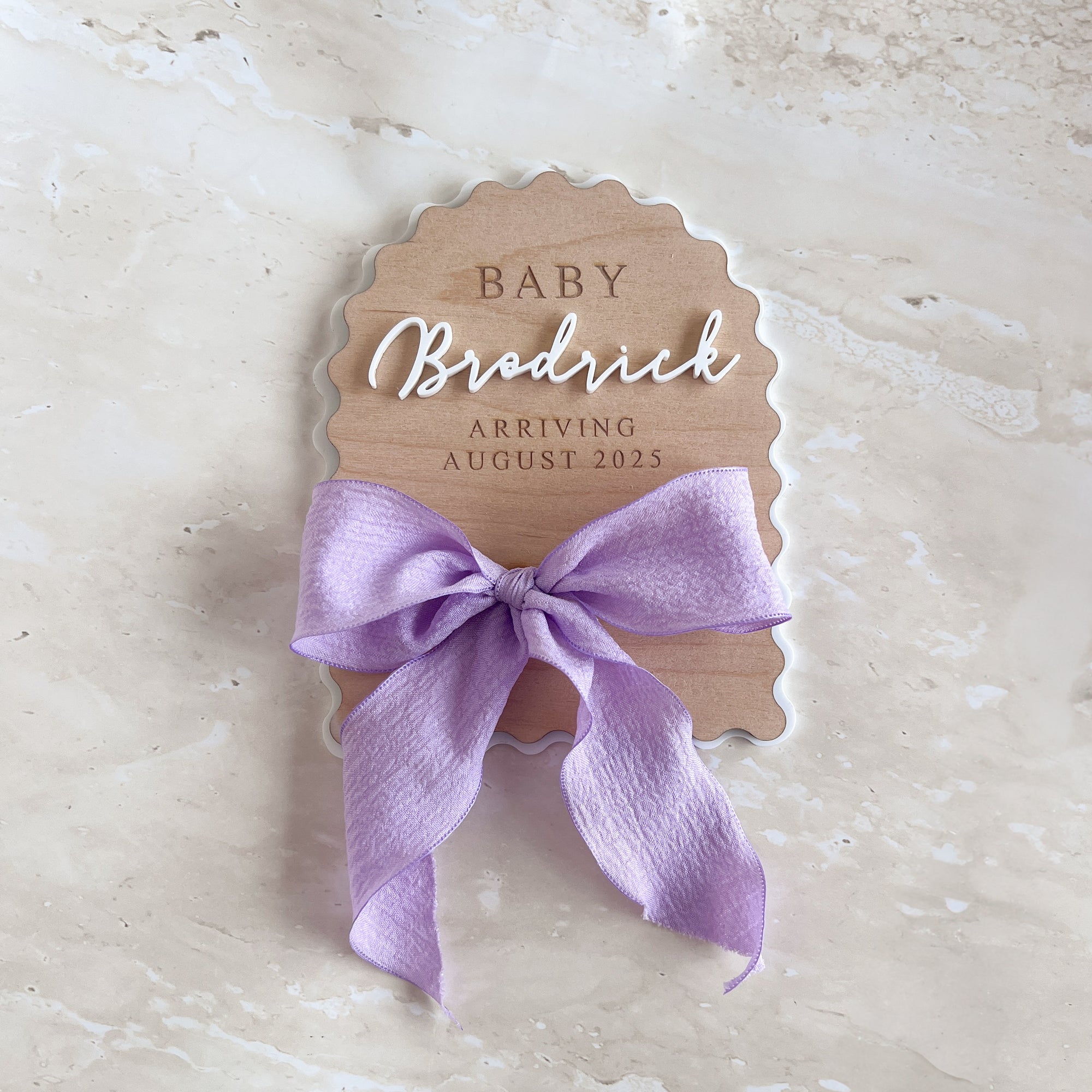 Personalised Arch Scallop Announcement Plaque