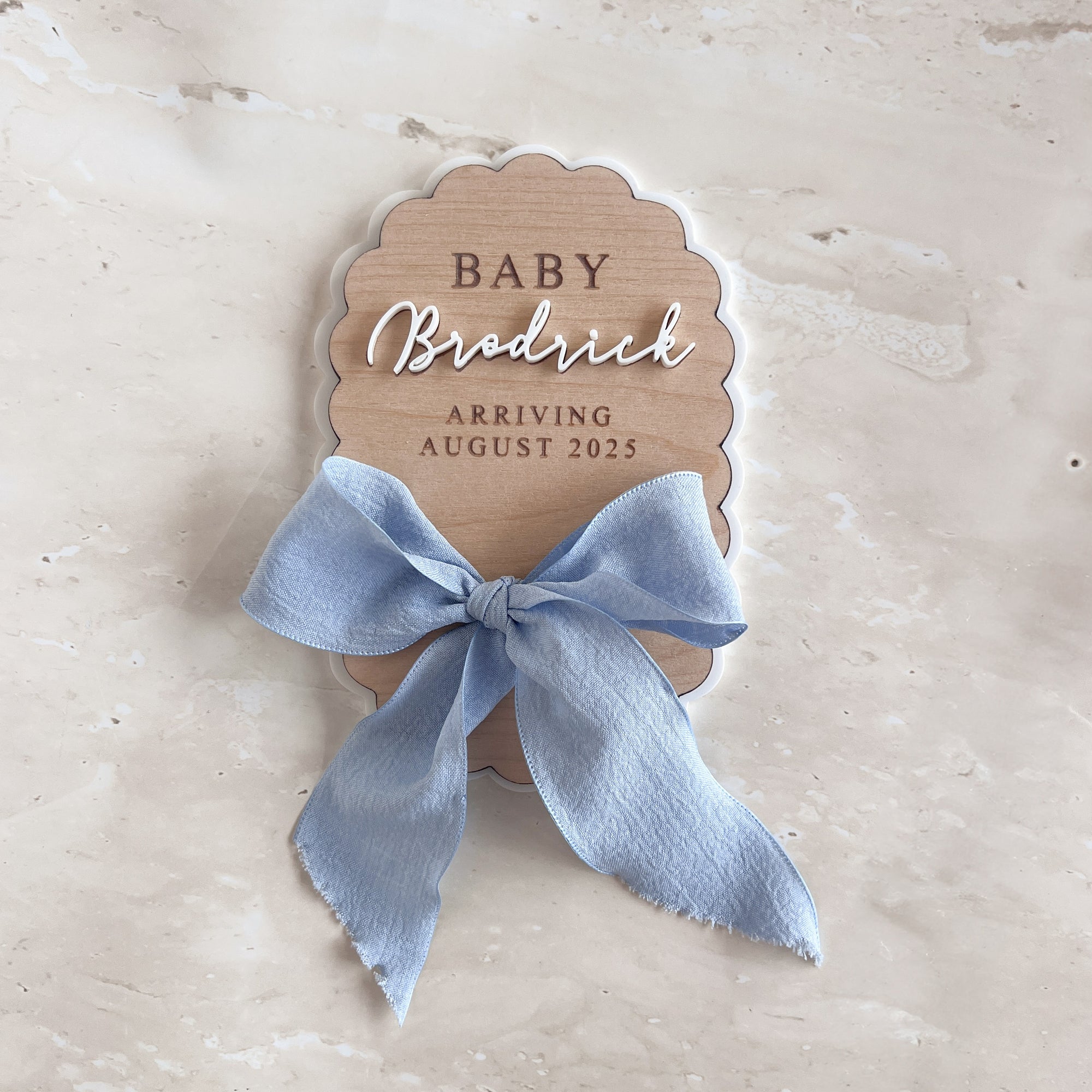Personalised Oval Scallop Announcement Plaque