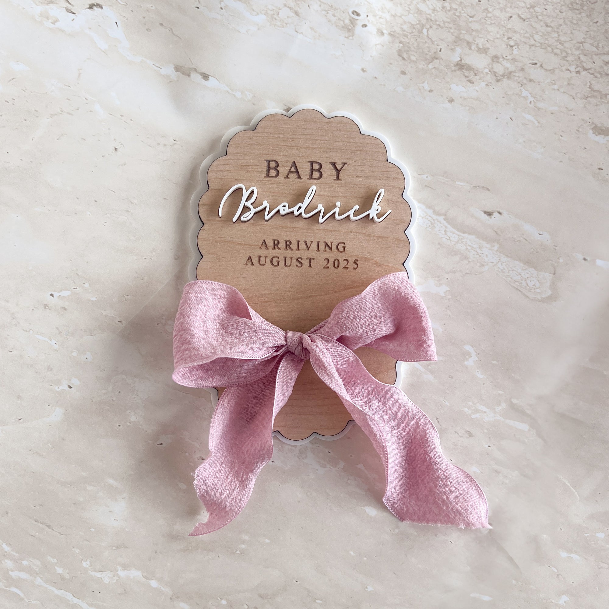 Personalised Oval Scallop Announcement Plaque