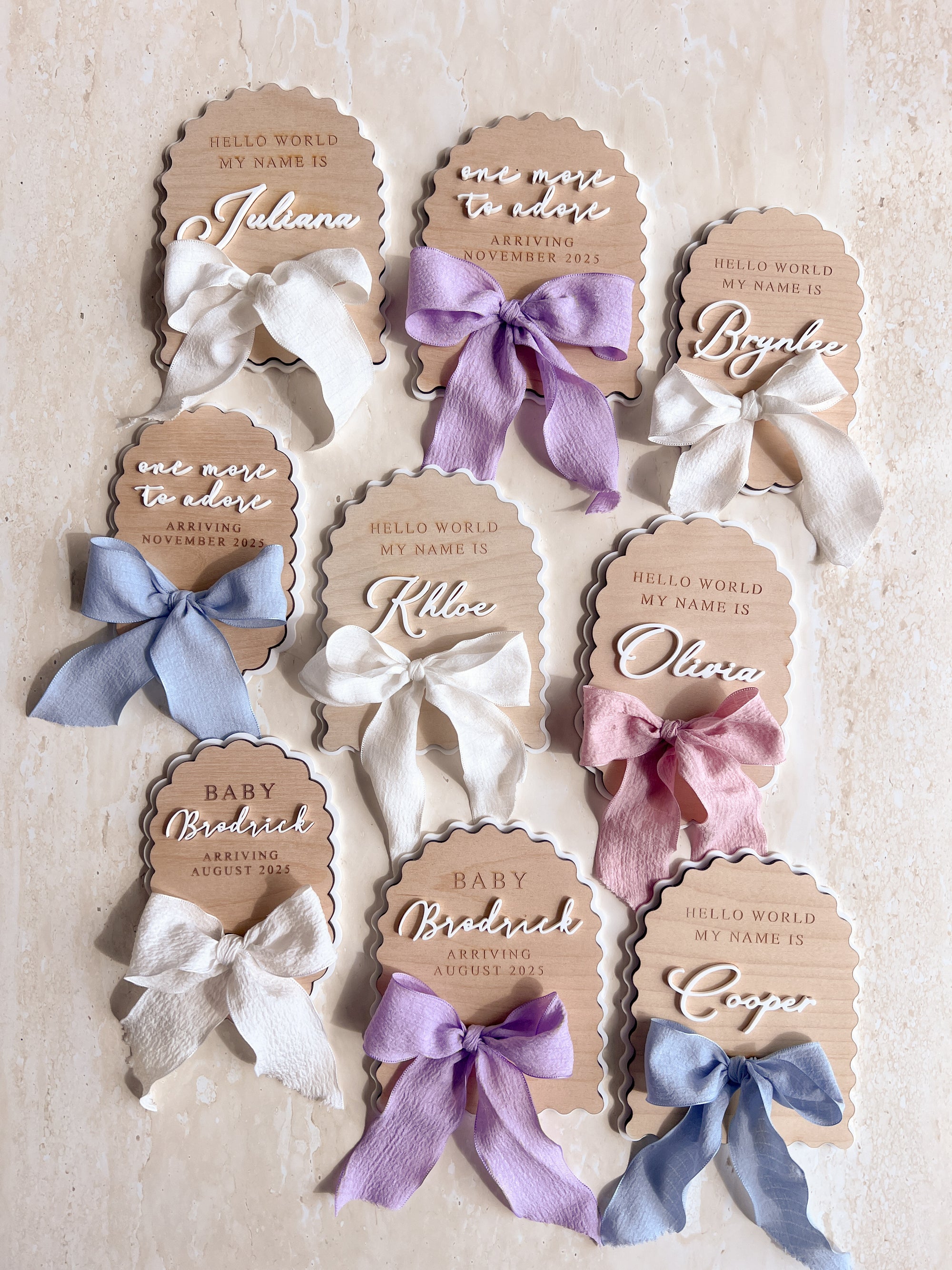 Personalised Oval Scallop Announcement Plaque