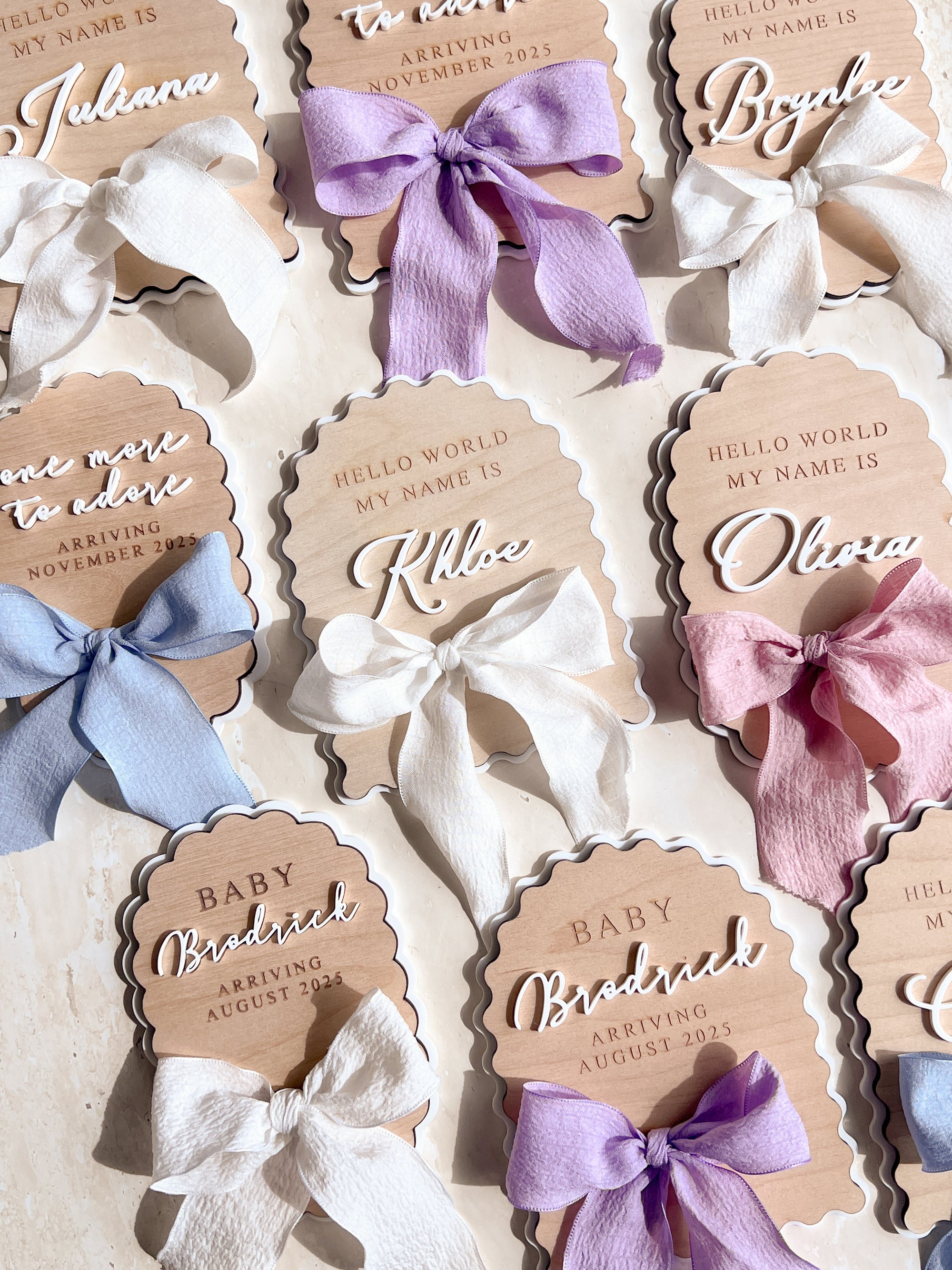 Personalised Arch Scallop Announcement Plaque