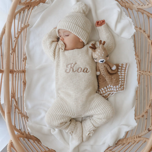 Frankie Classic Knit Romper - Honey