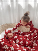 Load image into Gallery viewer, Heirloom Poppy Frill Knit Blanket - Red Posy